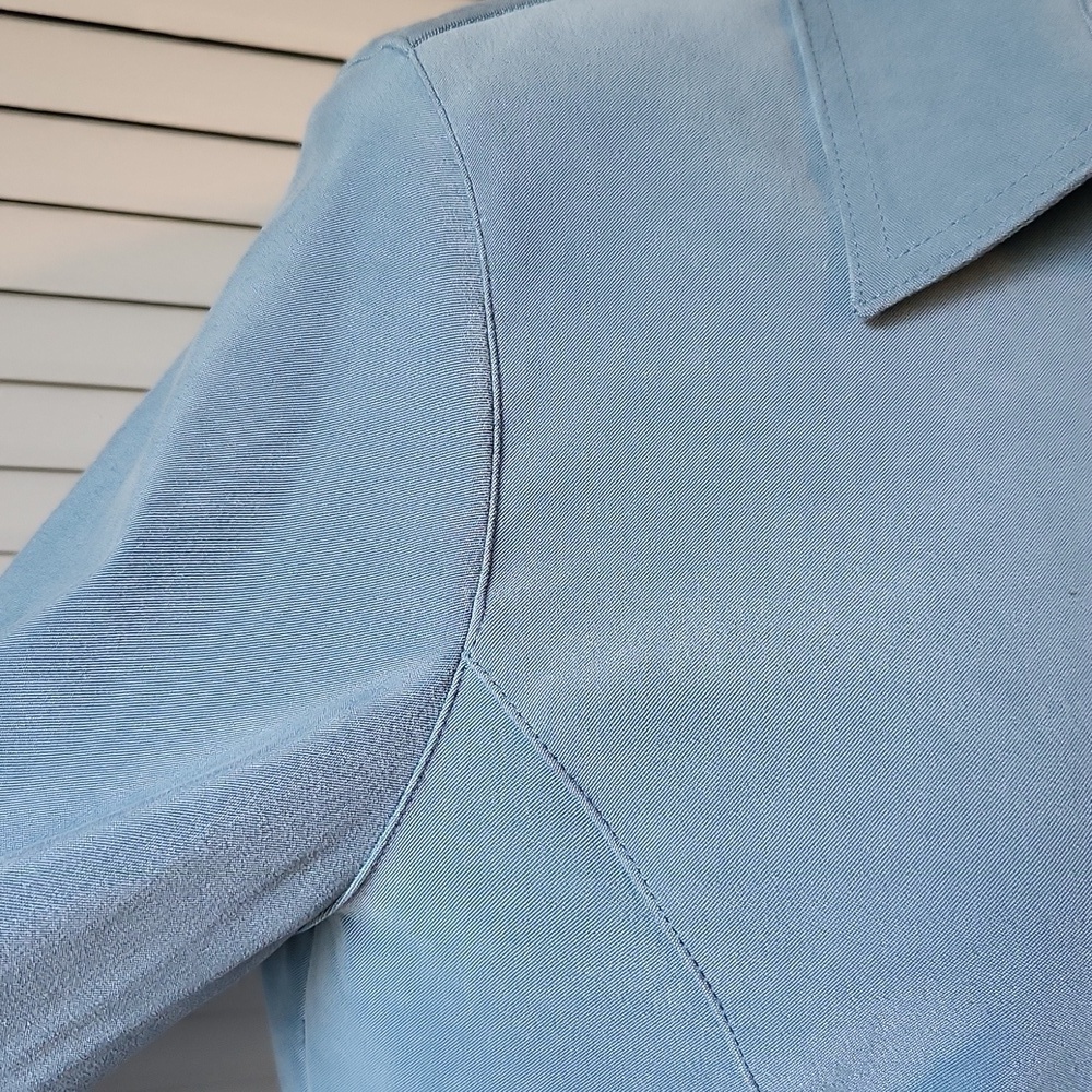 Petite Sophisticate Teal Button-Down Blouse - Picture 5 of 13